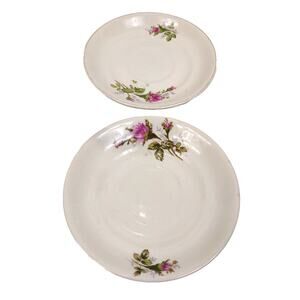 Set of 2 Moss Rose Replacment Saucers Only NO CUPS 5.5" Made in Japan Fine China